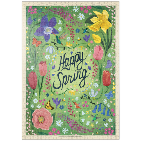 Darstellung des Puzzle Motivs Happy Spring Floral Garden Hummingbirds puzzleplate Happy Spring Floral Garden Hummingbirds 1000 Puzzle