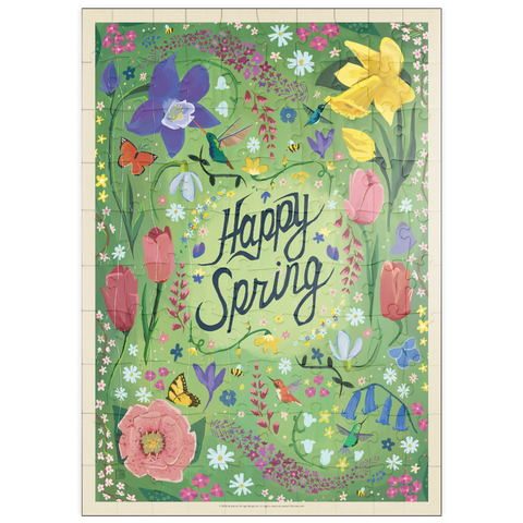 Darstellung des Puzzle Motivs Happy Spring Floral Garden Hummingbirds puzzleplate Happy Spring Floral Garden Hummingbirds 100 Puzzle