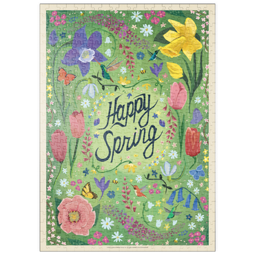 Darstellung des Puzzle Motivs puzzleplate Happy Spring Floral Garden Hummingbirds 500 Puzzle