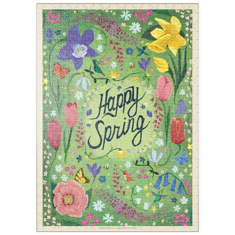 Darstellung des Puzzle Motivs Happy Spring Floral Garden Hummingbirds puzzleplate Happy Spring Floral Garden Hummingbirds 500 Puzzle