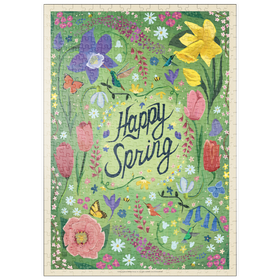 Darstellung des Puzzle Motivs Happy Spring Floral Garden Hummingbirds - Puzzleteile: 500