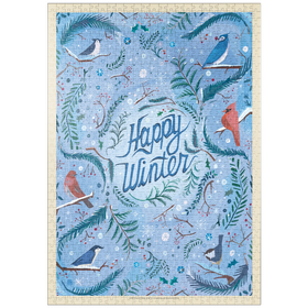 Darstellung des Puzzle-Motivs Happy Winter Songbirds Holiday Design – Puzzleteile: 1000