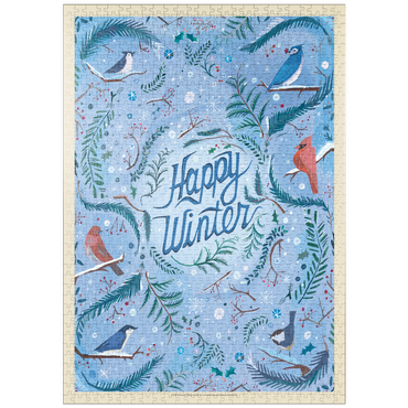 Darstellung des Puzzle Motivs puzzleplate Happy Winter Songbirds Holiday Design 1000 Puzzle