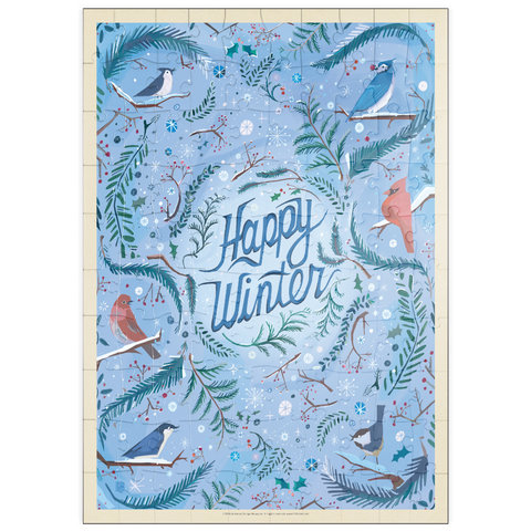 Darstellung des Puzzle Motivs Happy Winter Songbirds Holiday Design puzzleplate Happy Winter Songbirds Holiday Design 100 Puzzle