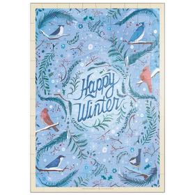 Darstellung des Puzzle Motivs Happy Winter Songbirds Holiday Design - Puzzleteile: 100