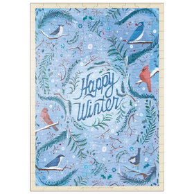 Darstellung des Puzzle Motivs Happy Winter Songbirds Holiday Design - Puzzleteile: 200