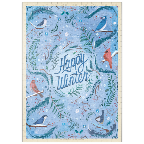 Darstellung des Puzzle Motivs Happy Winter Songbirds Holiday Design puzzleplate Happy Winter Songbirds Holiday Design 500 Puzzle