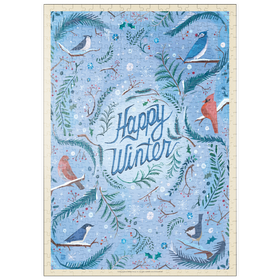 Darstellung des Puzzle Motivs Happy Winter Songbirds Holiday Design - Puzzleteile: 500