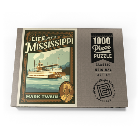 Darstellung des Puzzle Motivs Life On The Mississippi: Mark Twain Life On The Mississippi: Mark Twain 1000 Puzzle Schachtel Ansicht3