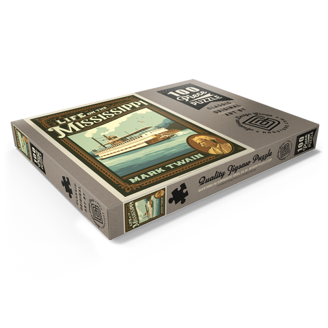 Darstellung des Puzzle Motivs Life On The Mississippi: Mark Twain Life On The Mississippi: Mark Twain 100 Puzzle Schachtel Ansicht1