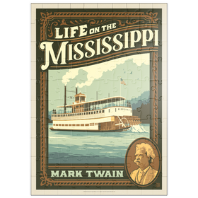 Darstellung des Puzzle Motivs Life On The Mississippi: Mark Twain - Puzzleteile: 100