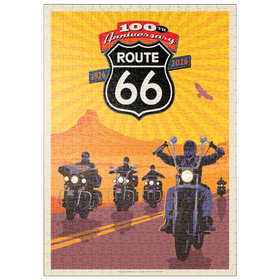 Darstellung des Puzzle Motivs 100th Anniversary Of Route 66 - Bikers Ride - Puzzleteile: 500