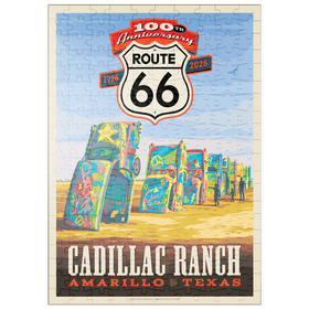 Darstellung des Puzzle-Motivs 100th Anniversary Of Route 66 - Cadillac Ranch, Amarillo Texas Sunset – Puzzleteile: 200