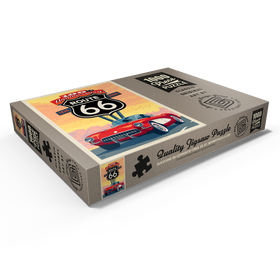 Darstellung des Puzzle Motivs 100th Anniversary Of Route 66 - Classic Red Corvette - Puzzleteile: 1000