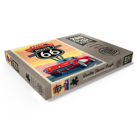 Alternative Darstellung des Puzzle-Motivs 100th Anniversary Of Route 66 - Classic Red Corvette – Puzzleteile: 200