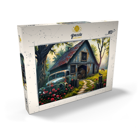 Darstellung des Puzzle Motivs Rustic Barn Vintage Truck Meadow Landscape Rustic Barn Vintage Truck Meadow Landscape 100 Puzzle Schachtel Ansicht2