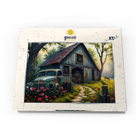 Darstellung des Puzzle Motivs Rustic Barn Vintage Truck Meadow Landscape Rustic Barn Vintage Truck Meadow Landscape 100 Puzzle Schachtel Ansicht3