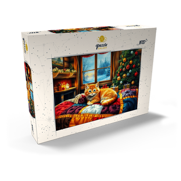 Darstellung des Puzzle Motivs Cozy Christmas Cabin Kitten Winter Window View 1000 Puzzle Schachtel Ansicht2