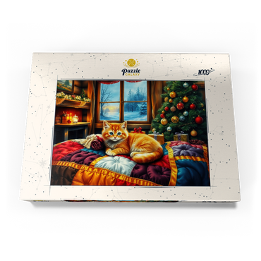Darstellung des Puzzle Motivs Cozy Christmas Cabin Kitten Winter Window View 1000 Puzzle Schachtel Ansicht3