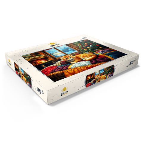 Darstellung des Puzzle Motivs Cozy Christmas Cabin Kitten Winter Window View Cozy Christmas Cabin Kitten Winter Window View 100 Puzzle Schachtel Ansicht1