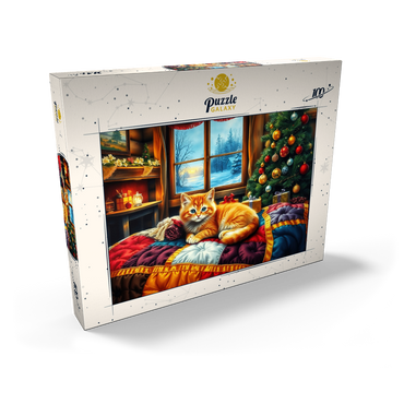 Darstellung des Puzzle Motivs Cozy Christmas Cabin Kitten Winter Window View 100 Puzzle Schachtel Ansicht2