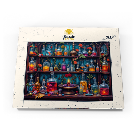 Darstellung des Puzzle Motivs Enchanted Apothecary Shelf Glowing Potions Enchanted Apothecary Shelf Glowing Potions 200 Puzzle Schachtel Ansicht3