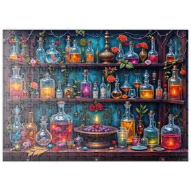 Darstellung des Puzzle Motivs Enchanted Apothecary Shelf Glowing Potions - Puzzleteile: 200