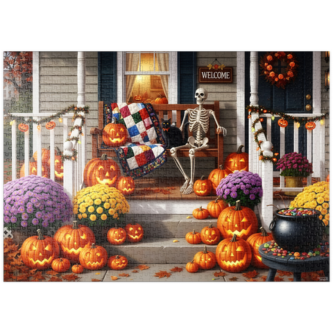 Darstellung des Puzzle Motivs Cozy Halloween Front Porch Decor puzzleplate Cozy Halloween Front Porch Decor 1000 Puzzle