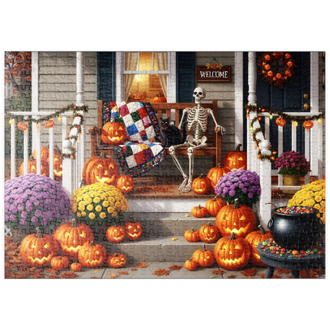 Darstellung des Puzzle Motivs Cozy Halloween Front Porch Decor puzzleplate Cozy Halloween Front Porch Decor 500 Puzzle
