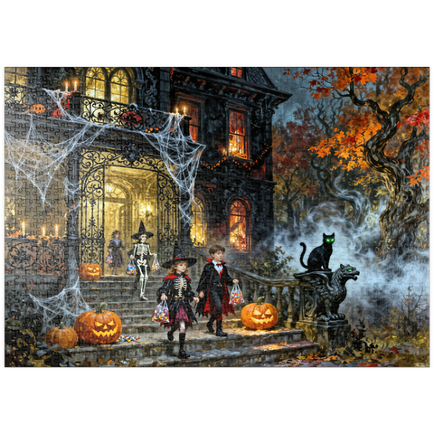 Darstellung des Puzzle Motivs Haunted Victorian Mansion Halloween Night puzzleplate Haunted Victorian Mansion Halloween Night 1000 Puzzle