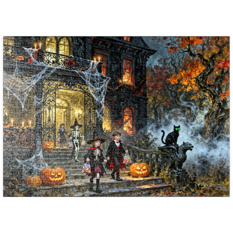Darstellung des Puzzle Motivs Haunted Victorian Mansion Halloween Night puzzleplate Haunted Victorian Mansion Halloween Night 500 Puzzle