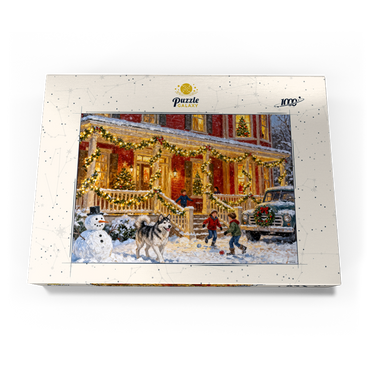 Darstellung des Puzzle Motivs Cozy Christmas Farmhouse Porch Lights 1000 Puzzle Schachtel Ansicht3