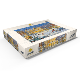 Darstellung des Puzzle Motivs Snowy Victorian Christmas Town Square House - Puzzleteile: 1000