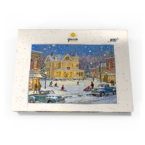 Darstellung des Puzzle Motivs Snowy Victorian Christmas Town Square House Snowy Victorian Christmas Town Square House 1000 Puzzle Schachtel Ansicht3
