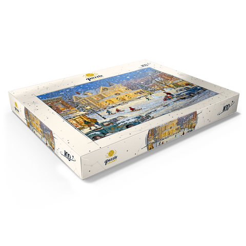 Darstellung des Puzzle Motivs Snowy Victorian Christmas Town Square House Snowy Victorian Christmas Town Square House 100 Puzzle Schachtel Ansicht1