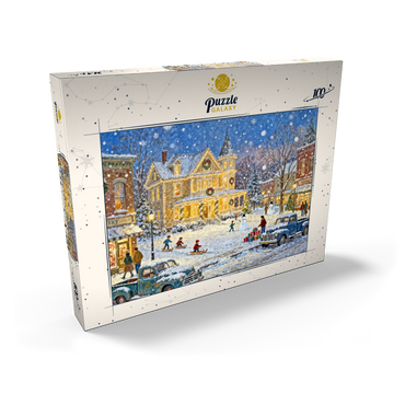 Darstellung des Puzzle Motivs Snowy Victorian Christmas Town Square House 100 Puzzle Schachtel Ansicht2
