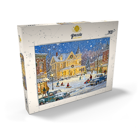 Darstellung des Puzzle Motivs Snowy Victorian Christmas Town Square House Snowy Victorian Christmas Town Square House 200 Puzzle Schachtel Ansicht2