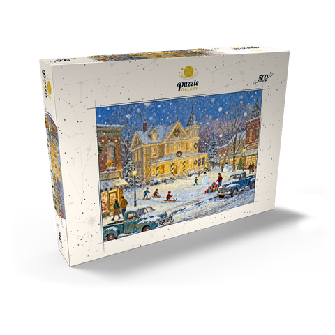 Darstellung des Puzzle Motivs Snowy Victorian Christmas Town Square House Snowy Victorian Christmas Town Square House 500 Puzzle Schachtel Ansicht2