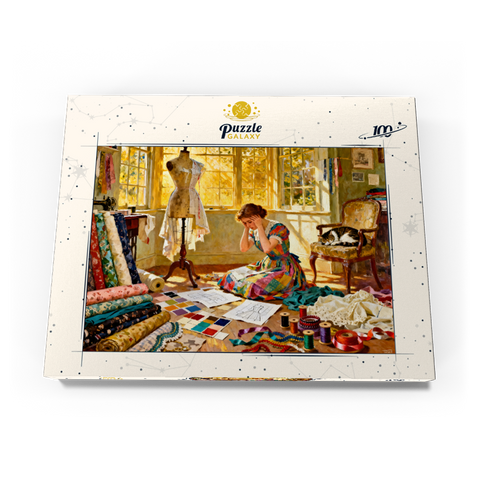 Darstellung des Puzzle Motivs Sunlit Sewing Studio Dressmaking Scene Sunlit Sewing Studio Dressmaking Scene 100 Puzzle Schachtel Ansicht3