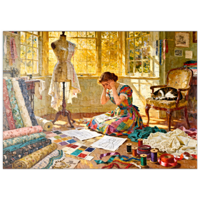 Darstellung des Puzzle Motivs Sunlit Sewing Studio Dressmaking Scene - Puzzleteile: 200