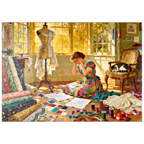 Darstellung des Puzzle Motivs Sunlit Sewing Studio Dressmaking Scene - Puzzleteile: 500