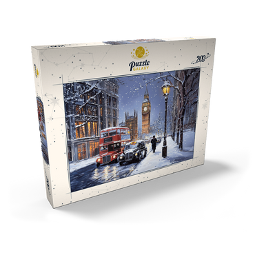 Darstellung des Puzzle Motivs Big Ben London Snowy Night Street Scene 200 Puzzle Schachtel Ansicht2