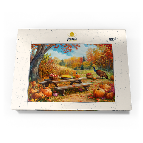 Darstellung des Puzzle Motivs Autumn Harvest Picnic Table with Pumpkins Autumn Harvest Picnic Table with Pumpkins 500 Puzzle Schachtel Ansicht3