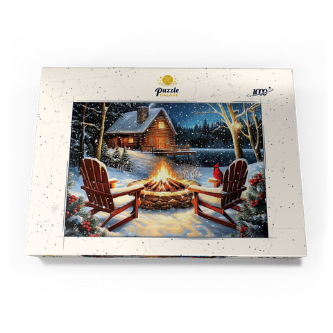 Darstellung des Puzzle Motivs Cozy Lakeside Log Cabin Winter Firepit Cozy Lakeside Log Cabin Winter Firepit 1000 Puzzle Schachtel Ansicht3