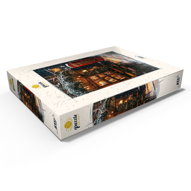 Darstellung des Puzzle Motivs London Red Telephone Booth Snowy Christmas Street - Puzzleteile: 1000