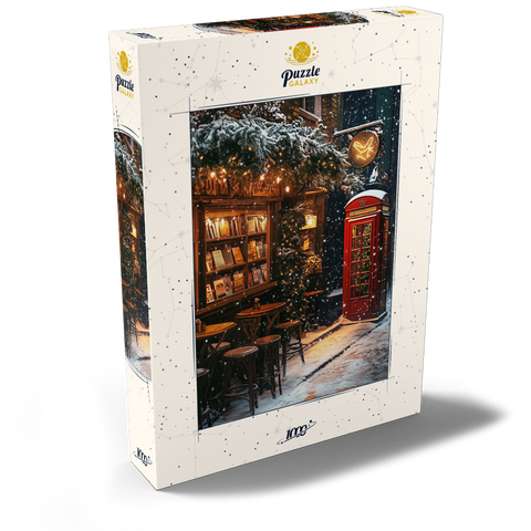 Darstellung des Puzzle Motivs London Red Telephone Booth Snowy Christmas Street London Red Telephone Booth Snowy Christmas Street 1000 Puzzle Schachtel Ansicht2
