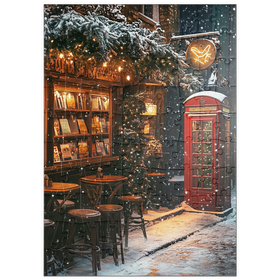 Darstellung des Puzzle Motivs London Red Telephone Booth Snowy Christmas Street - Puzzleteile: 100