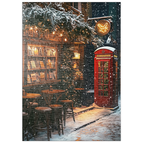 Darstellung des Puzzle Motivs London Red Telephone Booth Snowy Christmas Street - Puzzleteile: 200