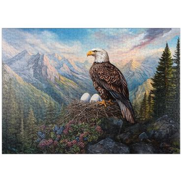 Darstellung des Puzzle Motivs puzzleplate Majestic Bald Eagle Nest Mountain Wilderness 1000 Puzzle