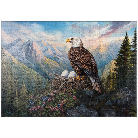 Darstellung des Puzzle Motivs Majestic Bald Eagle Nest Mountain Wilderness puzzleplate Majestic Bald Eagle Nest Mountain Wilderness 1000 Puzzle
